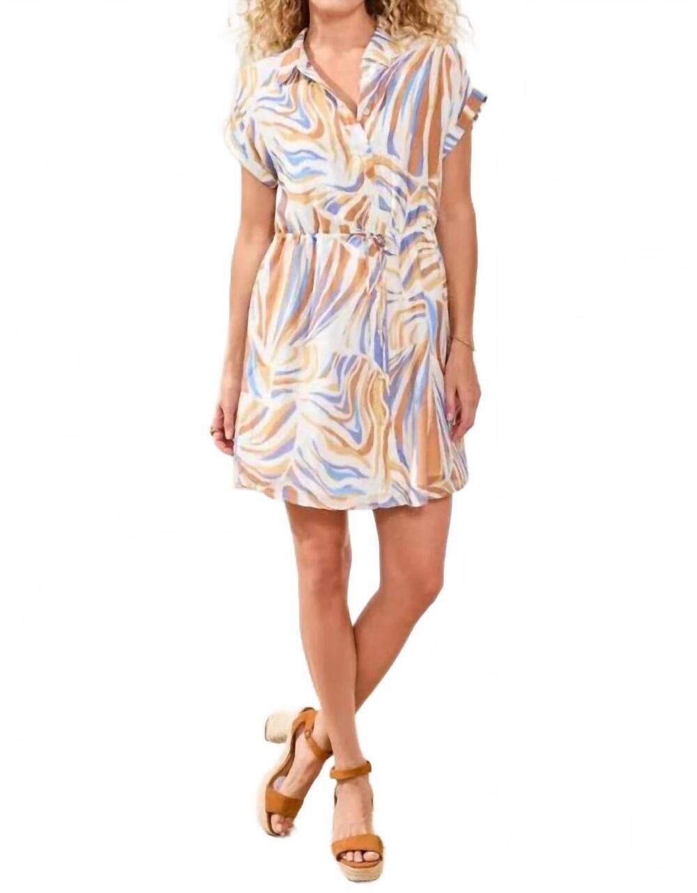 NEW TRIBAL lisa lined shirt dress with waist drawcord in multi